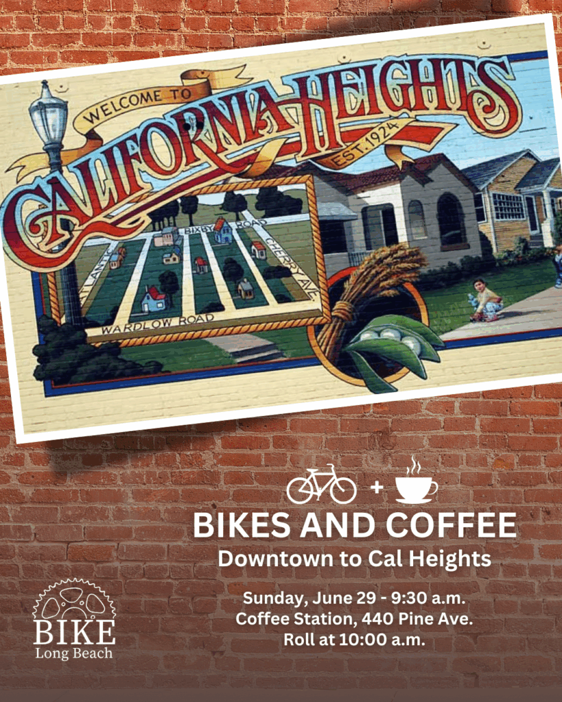 Flyer for Bikes and Coffee Downtown to Cal Heights on June 29, 2025