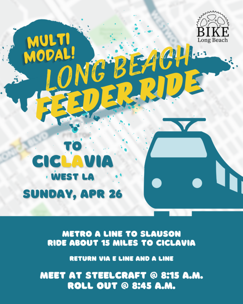 Flyer for Bike Long Beach's feeder ride to CicLAvia West LA on Sunday, April 26